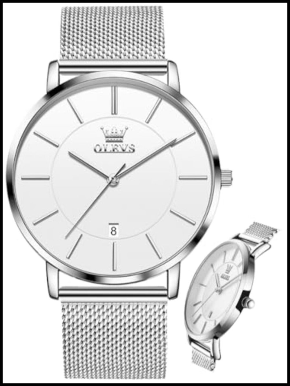 Men Ultra Thin 6.5mm Minimalist Dress Watch Waterproof Date Stainless Steel
